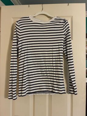 J. Crew Navy and White Striped Long Sleeve Tee